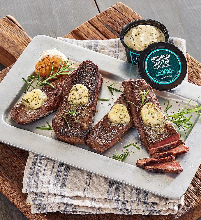Sirloin Cap Steaks with Garlic Herb Butter 4 Pack
