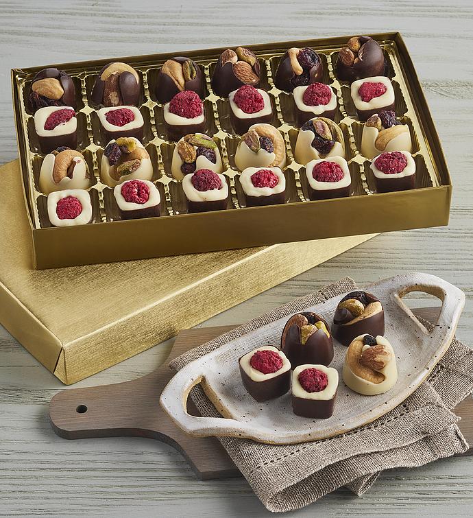 Belgian Chocolate Covered Fruit, Nut, and Caramel Assortment