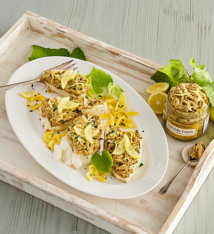 Chilean Seabass with Artichoke Lemon Pesto