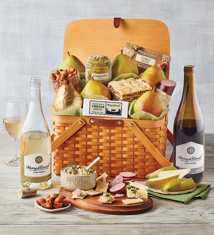 Picnic Basket Gift with Wine