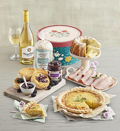 Spring Brunch Hat Box Gift with Wine