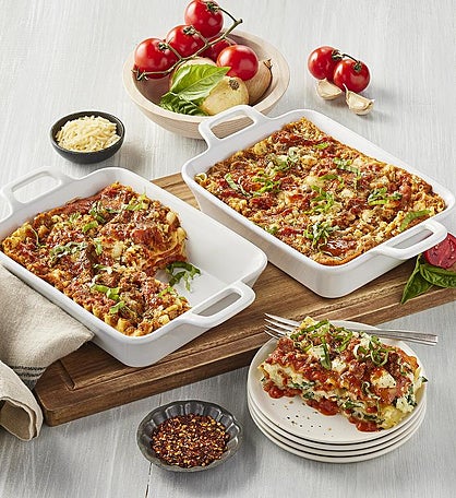 Three-Cheese Lasagna with Meat Sauce Duo