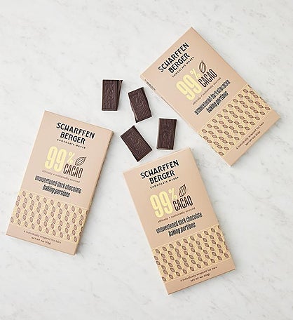 Scharffen Berger® 99% Cacao Unsweetened Dark Chocolate Baking Bars - 3 Pack