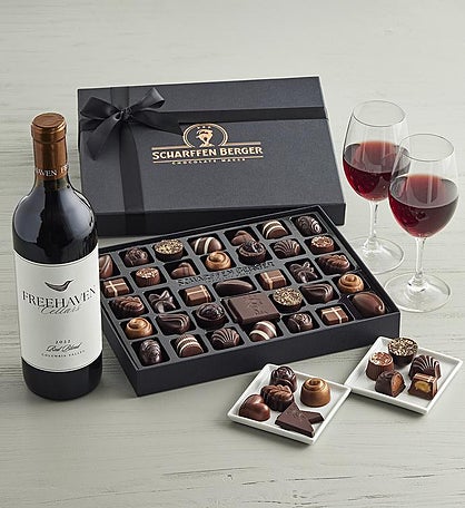 Scharffen Berger® Chocolatier's Collection - 36 Piece with Freehaven Cellars™ Red Wine Blend