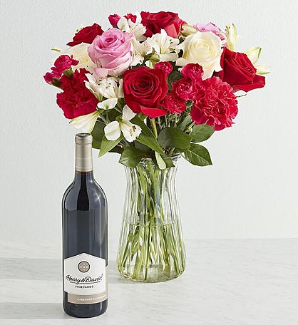Blossoms & Wine™ - Precious Love Bouquet and Wine