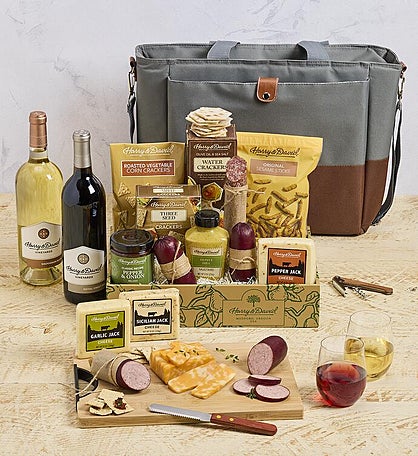 Meat and Cheese Picnic Tote Set with Wine