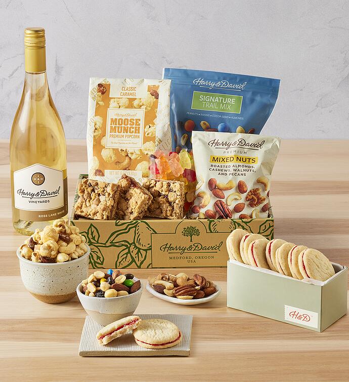 Harry & David® Classic Gift Box with Sweet and Salty Treats and White Wine