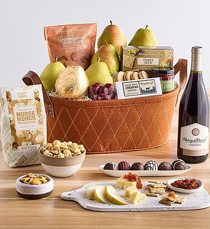 Harvest Favorites Gift Basket with Wine