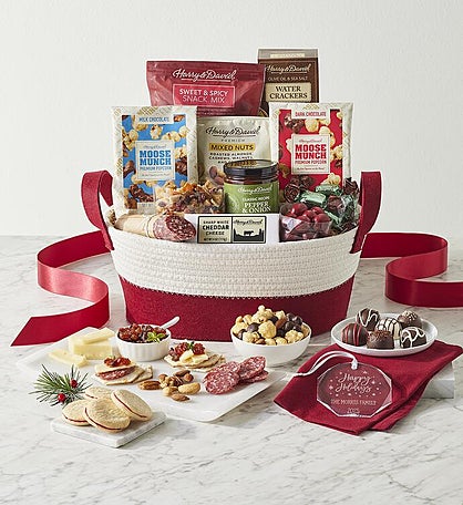 Season's Best Snack Gift Basket with Personalized Octagon Ornament