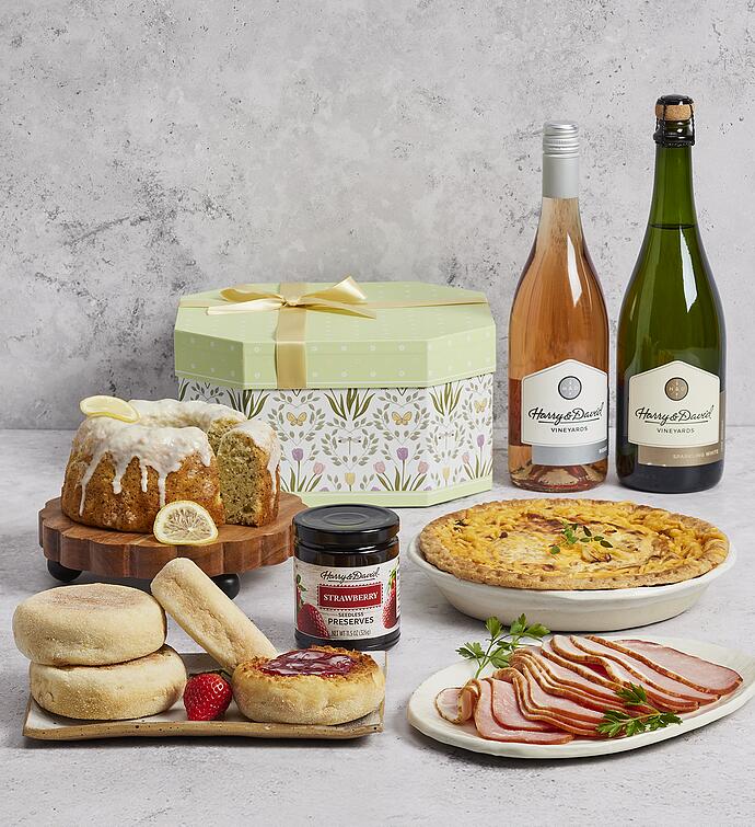 Spring Brunch Hat Box Gift with Wine