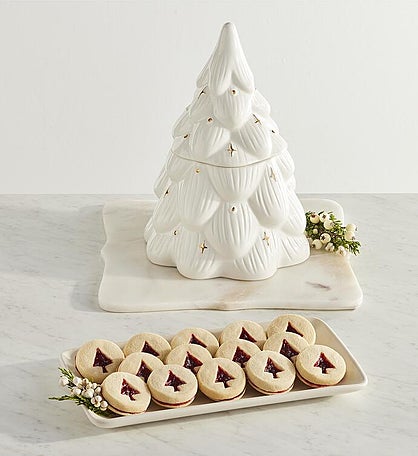 Holiday Tree Cookie Jar with Cookies