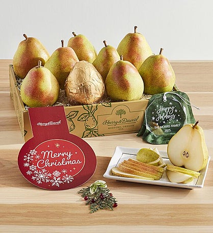 Royal Riviera® Merry Christmas Pears with Personalized Ornament