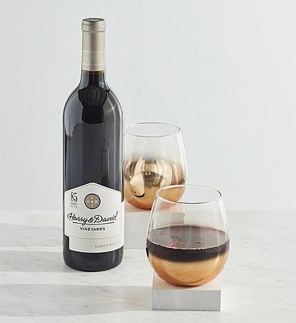 Amber Wine Glasses with Light Merlot
