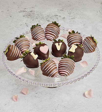"Love" Harry & David® Belgian Chocolate Hand-Dipped Strawberries - 12 Count