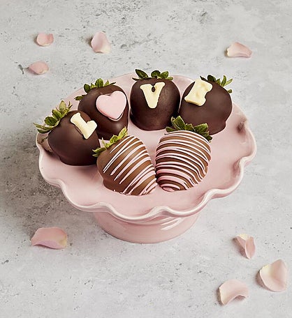 "Love" Harry & David® Belgian Chocolate Hand-Dipped Strawberries - 6 Count