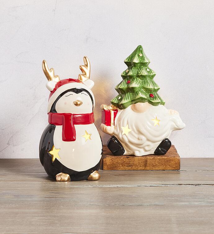 Holiday Gnome and Penguin Light Duo