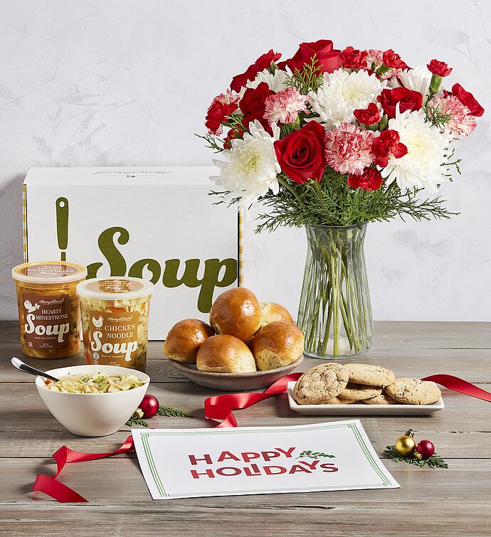 Holiday Soups Gift Box with Bouquet