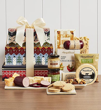 RIFLE PAPER CO. HARRY & DAVID Holiday Meat and Cheese Gift Tower