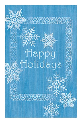 Happy Holidays Blue Snowflakes
