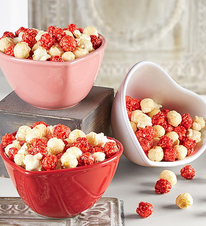 Heart Shaped Popcorn Bowls Set of 3