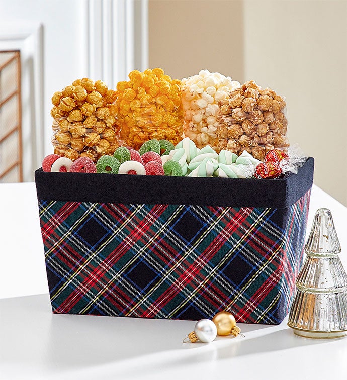 Merry Plaid Reusable Gift Bin