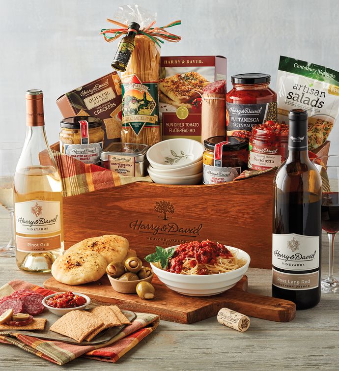 Italian Inspirations Gift Basket with Wine
