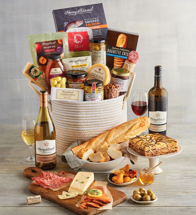 Elegant Gold Wine Gift Basket