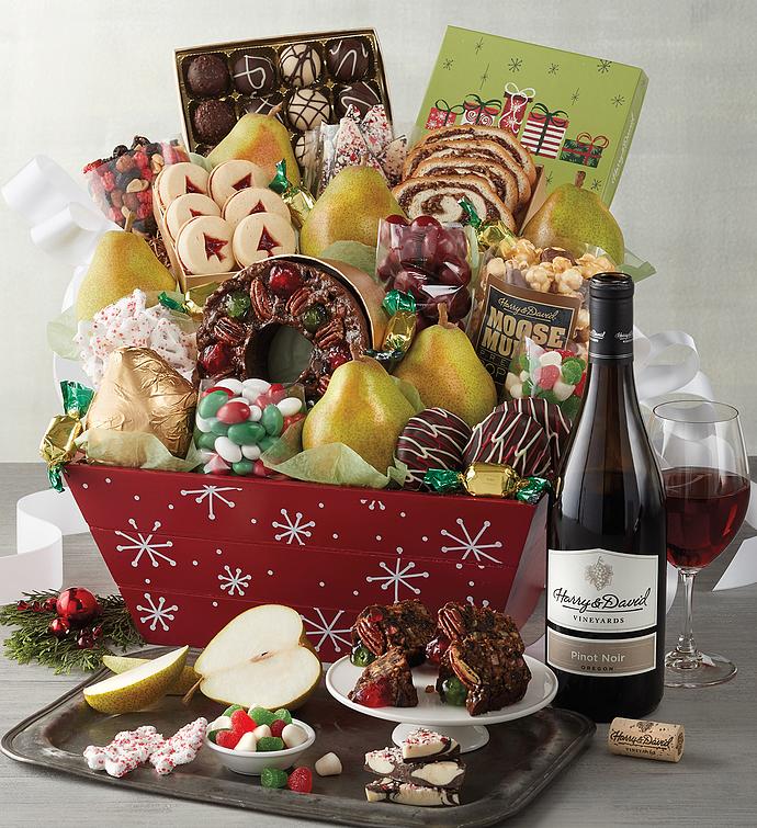 Grand Christmas Gift Basket with Wine Harry & David