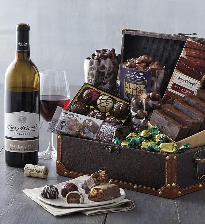 Chocolate Treasure Box with Wine