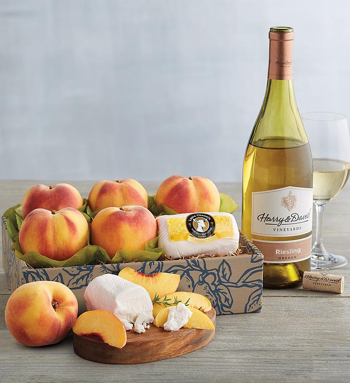 Oregold&#174; Peaches, Honey Goat Cheese, and Harry & David&trade; Riesling