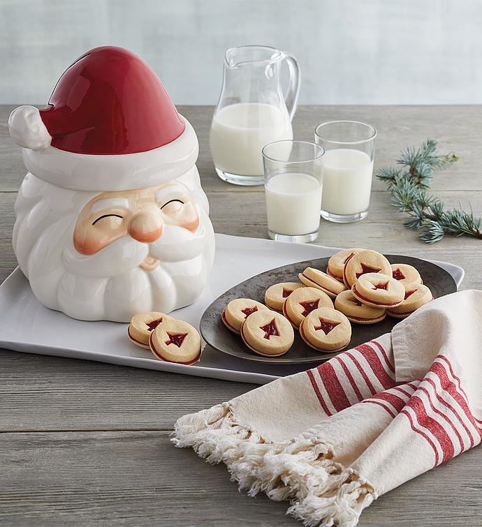 Santa Cookie Jar with Cookies