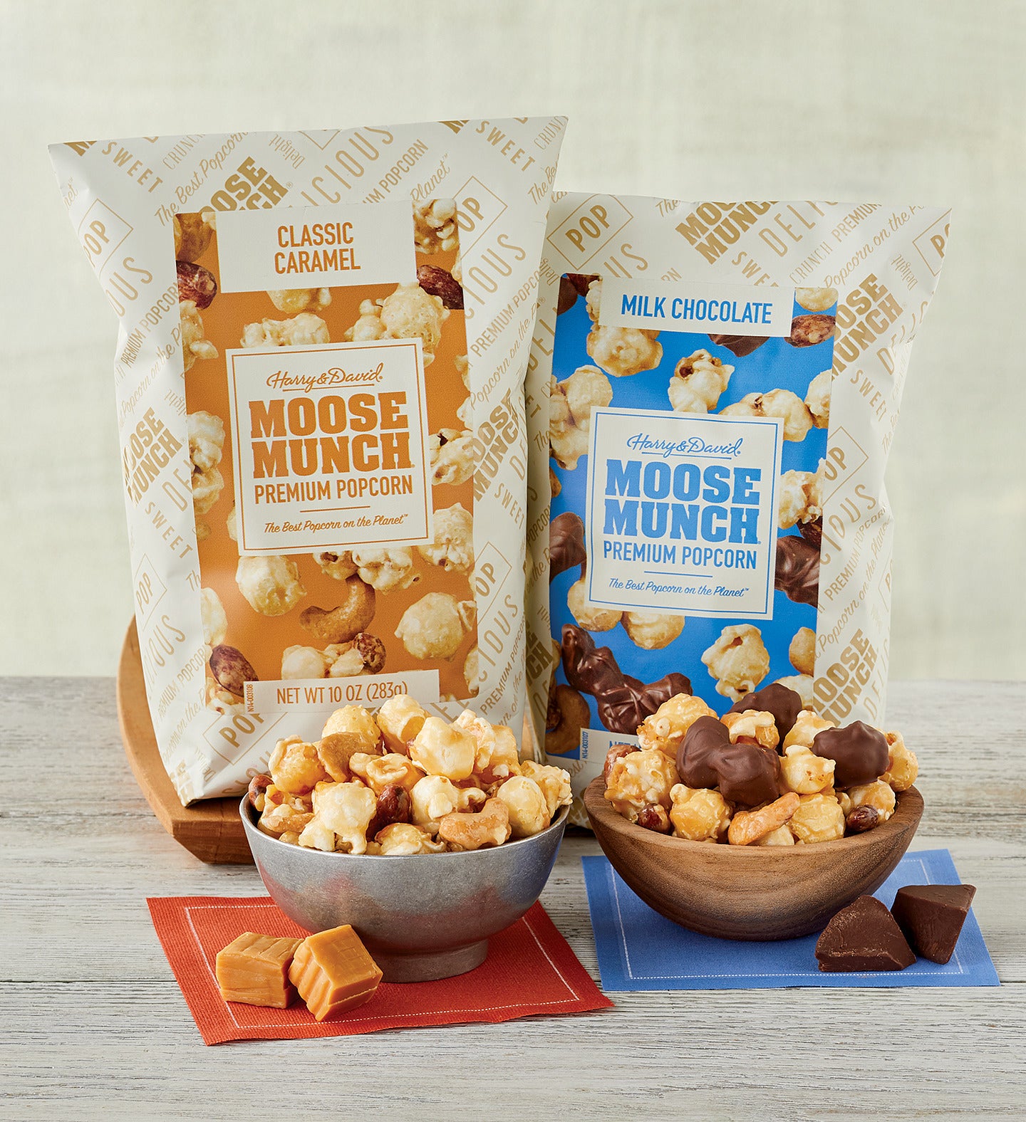 Moose Munch® Premium Popcorn - Milk Chocolate and Caramel Mix Duo