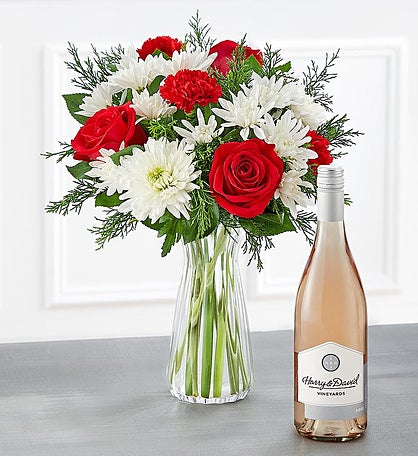 Blossoms & Wine™ - Holiday Celebrations Bouquet and Wine