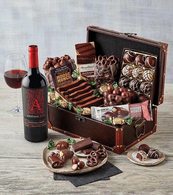 Vintner&#39;s Choice Chocolate Treasure Box with Wine