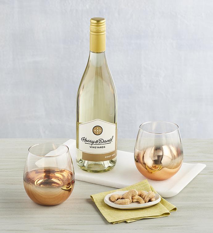 Amber Wine Glasses with White Wine | Harry & David