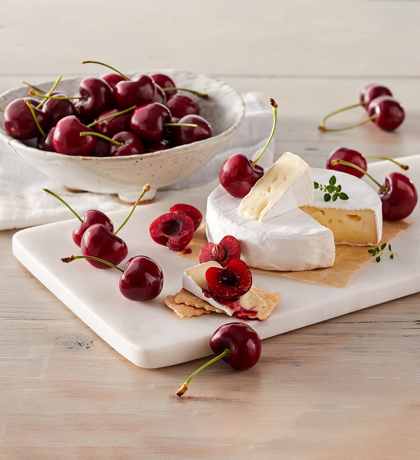Plump Sweet Cherries and Triple Crème Brie Cheese