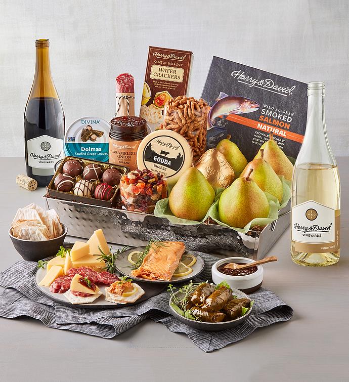 Serving Tray Gourmet Gift with Wine