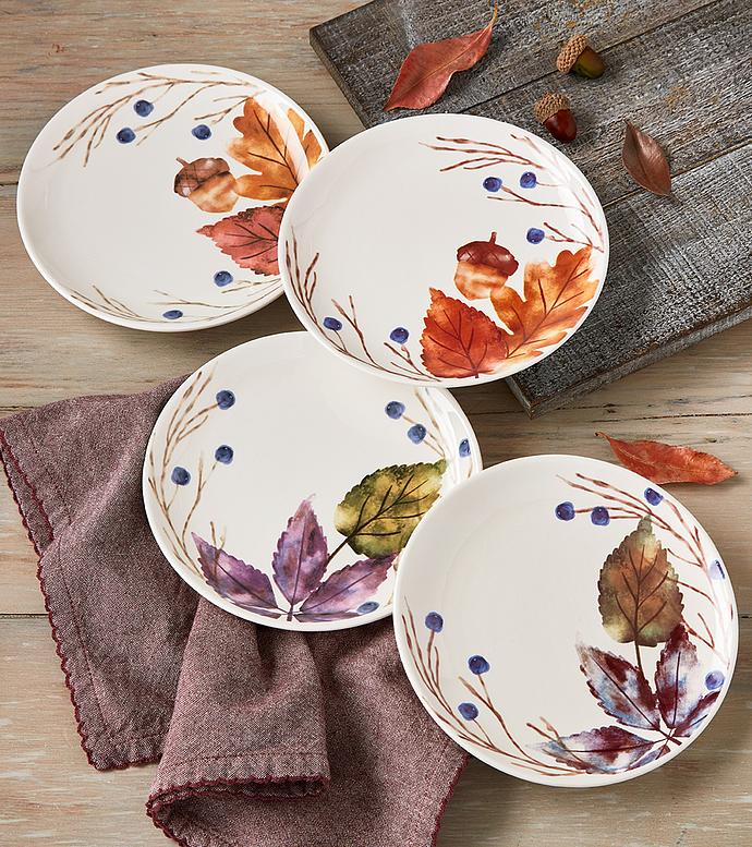 Fall Leaves Appetizer Plates   Set of 4