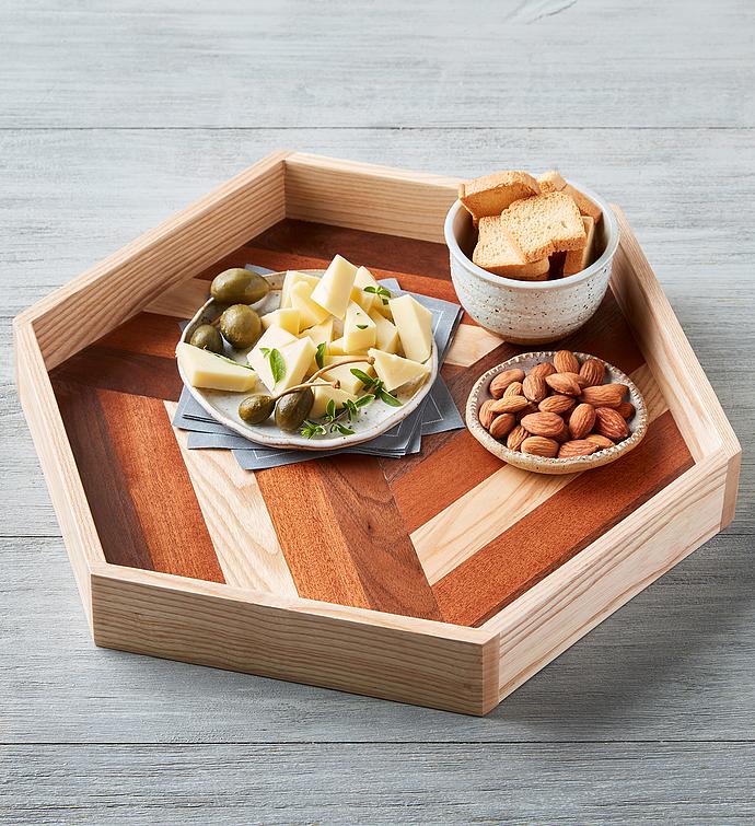 Wooden Hexagon Charcuterie Serving Board