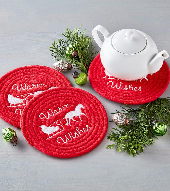 Warm Wishes Holiday Trivets   Set of 3