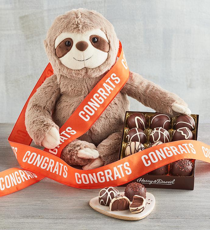 "Congratulations" Sloth Plush with Truffles