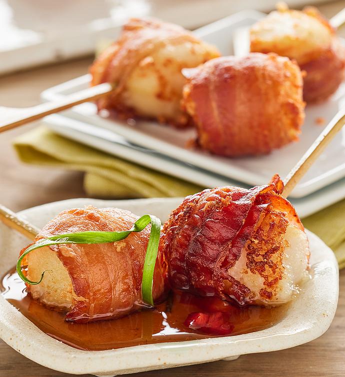 Bacon-Wrapped Crispy Scallop Skewers