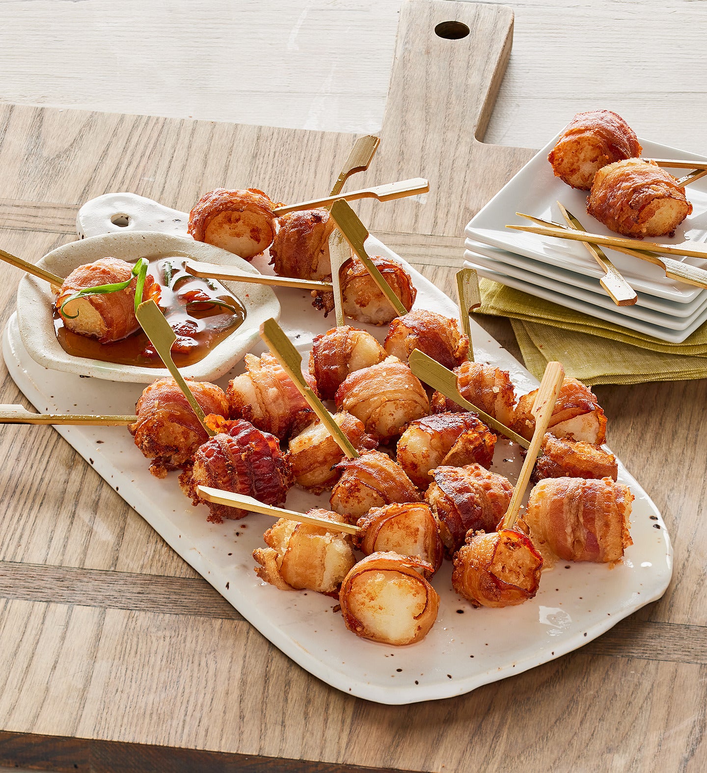Image of Bacon-Wrapped Crispy Scallop Skewers