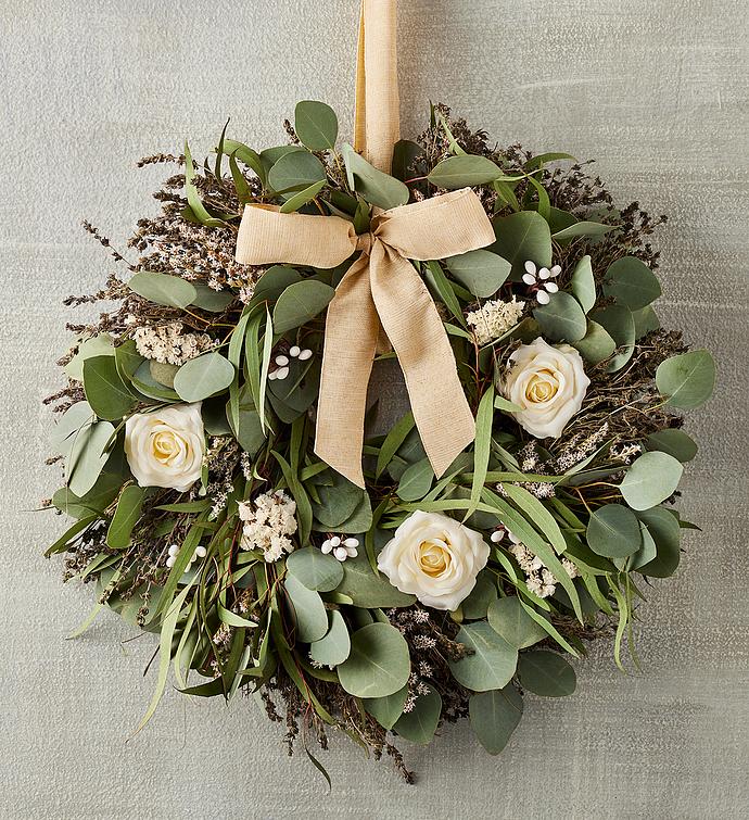 Eucalyptus and Faux Rose Wreath