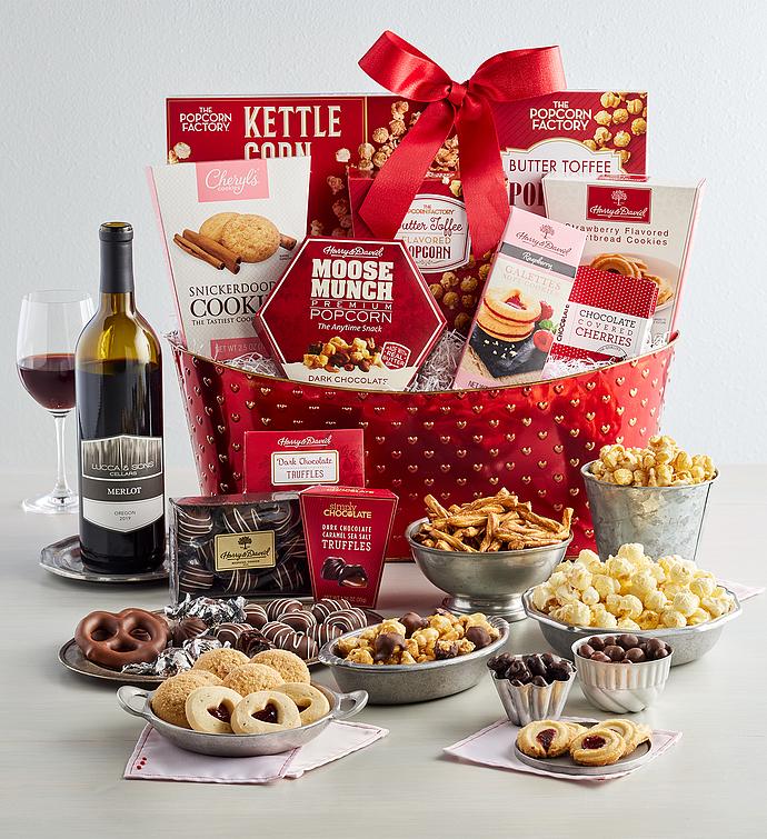 Romantic Valentine Wine Gift Basket   Ultimate