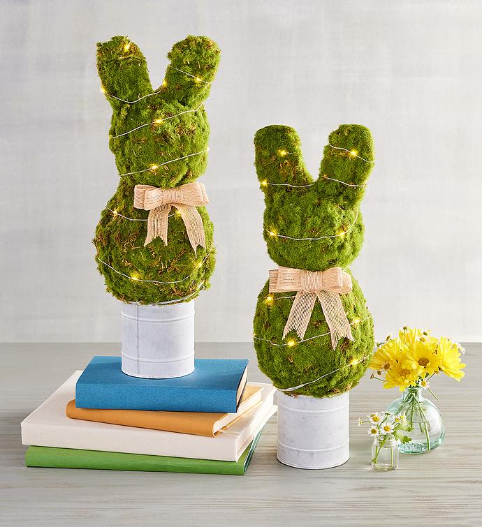 Easter Bunny Faux Topiaries   Set of 2