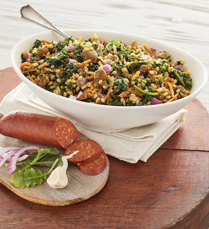 Wheatberry-Kale Salad with Vegan Chorizo