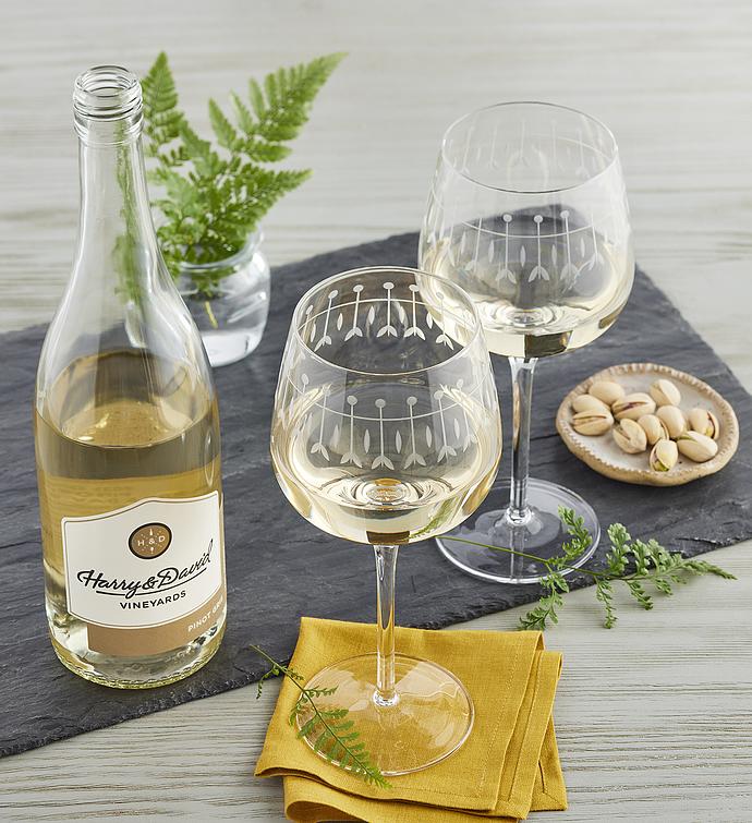 2 White Wine Glass Set - Design: HH2 - Everything Etched