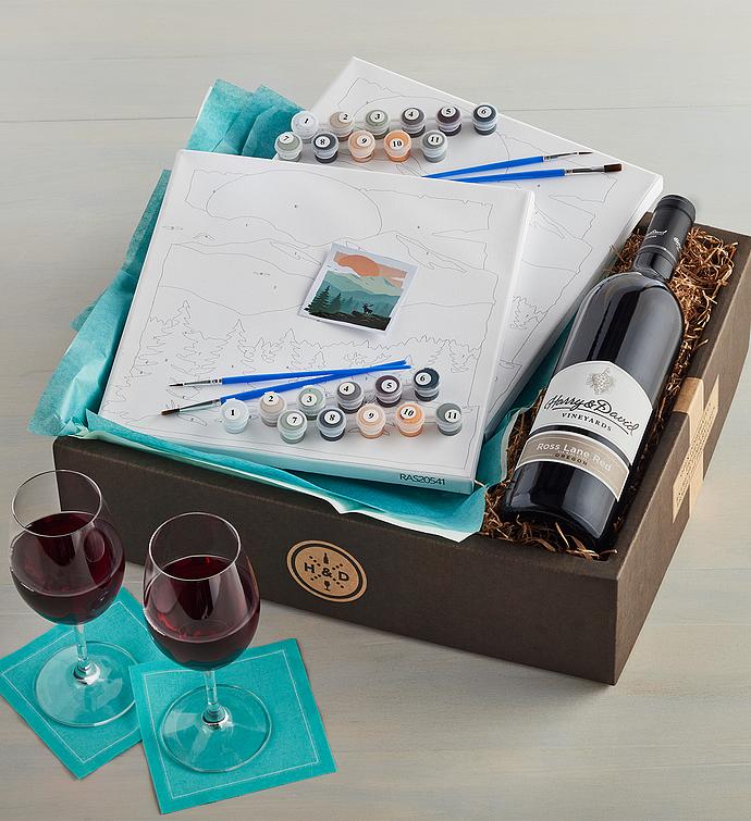DIY Painting Set with Red Wine   2 Canvases