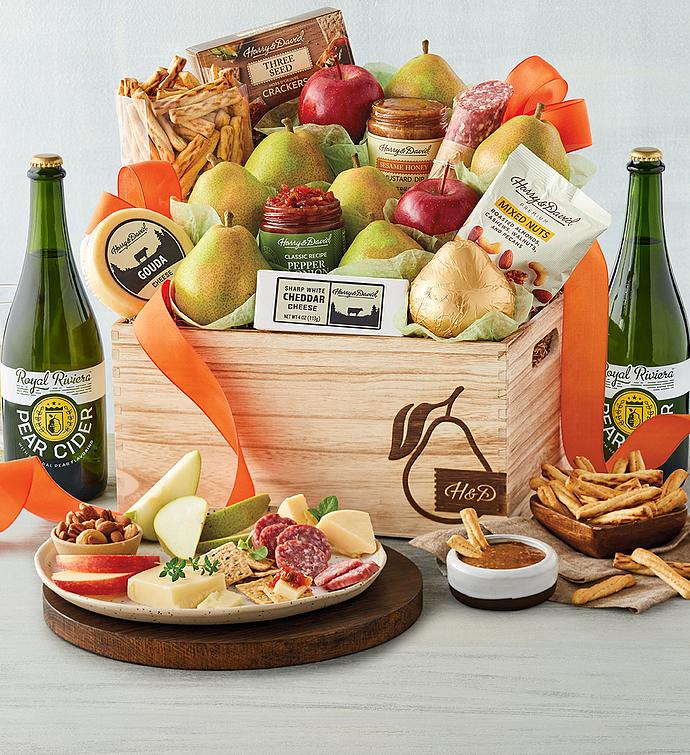 Grand Harry &amp; David® Gift Basket with Royal Riviera™ Hard Pear Cider